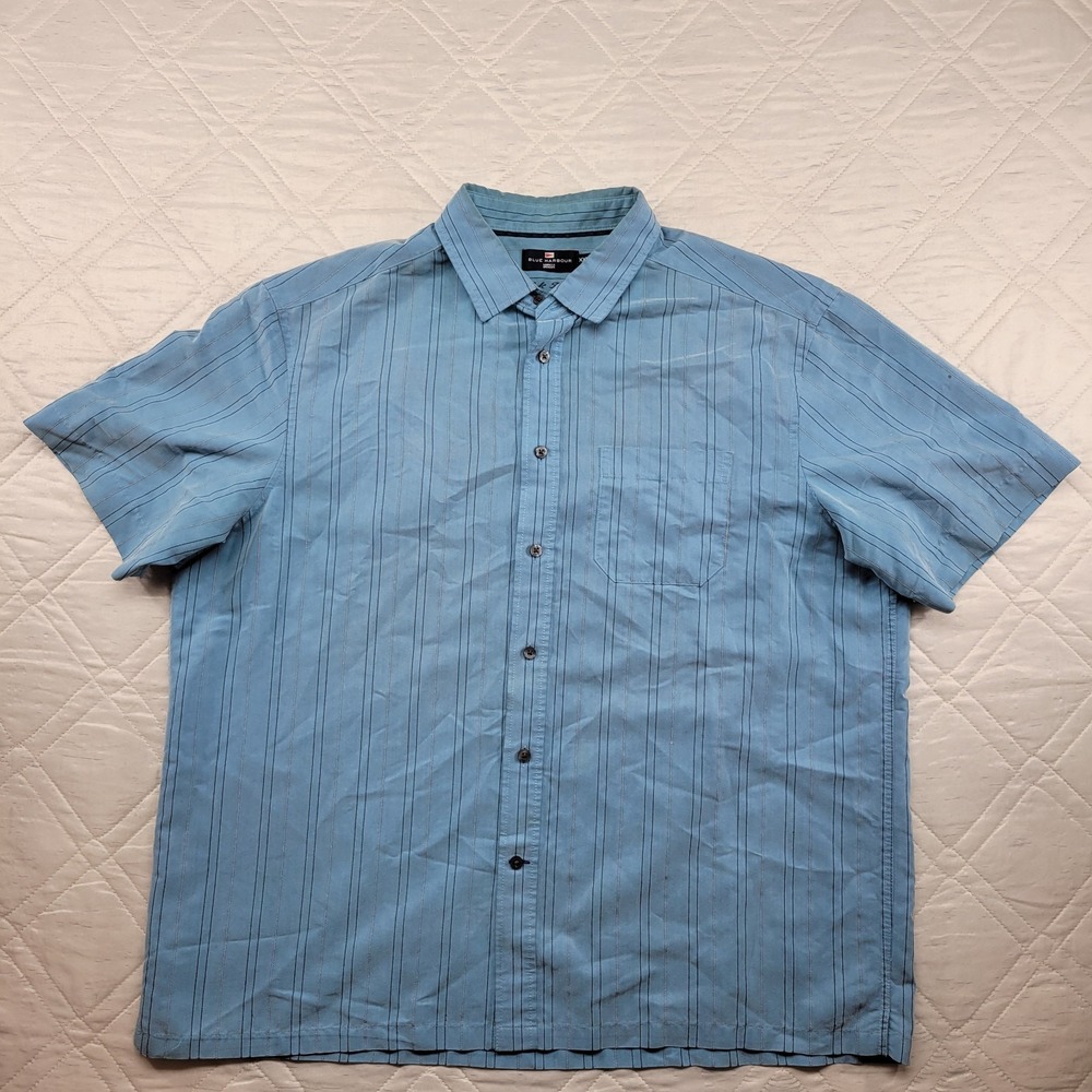Blue Harbour Marks & Spencer soft touch blue stripe dress shirt size XXL - Picture 1 of 6